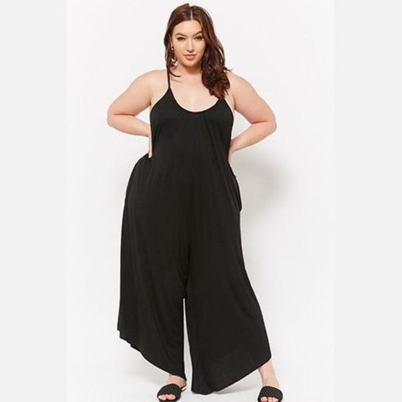 forever 21 plus size black jumpsuit